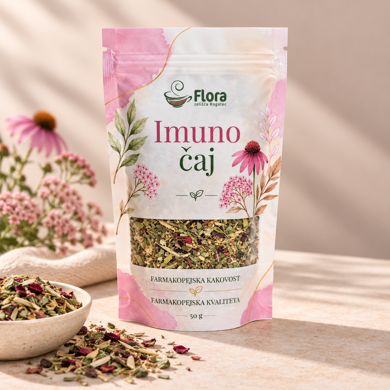 Zeliščni čaj Imuno Flora Imuno čajna mješavina Flora, 50g - Slika 1